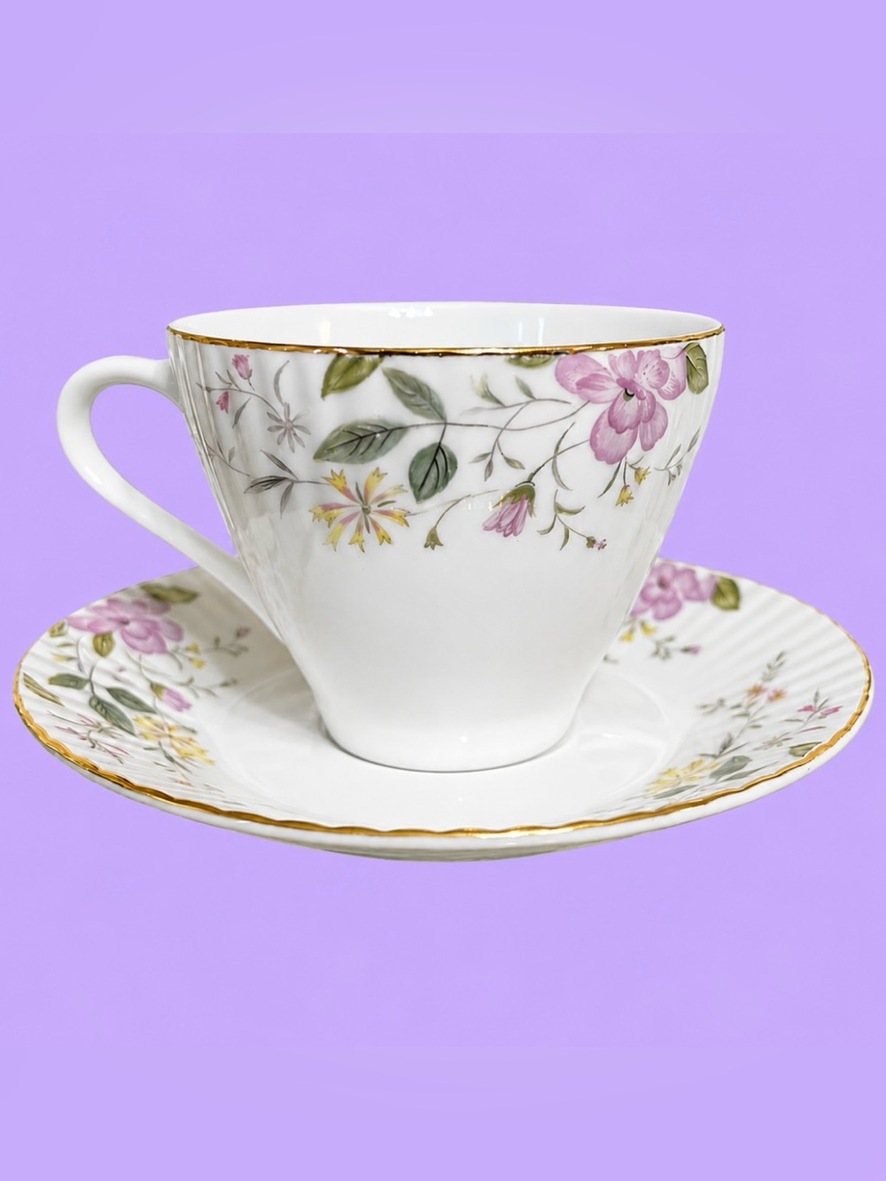 Vintage Grant Crest ~ “Spring Serenade” Fine China Teacup with Saucer Set